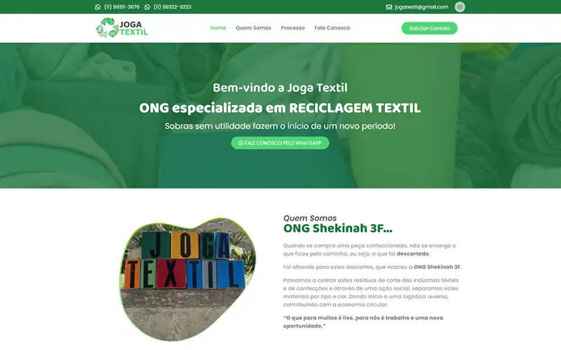 Captura de tela do projeto Joga Têxtil